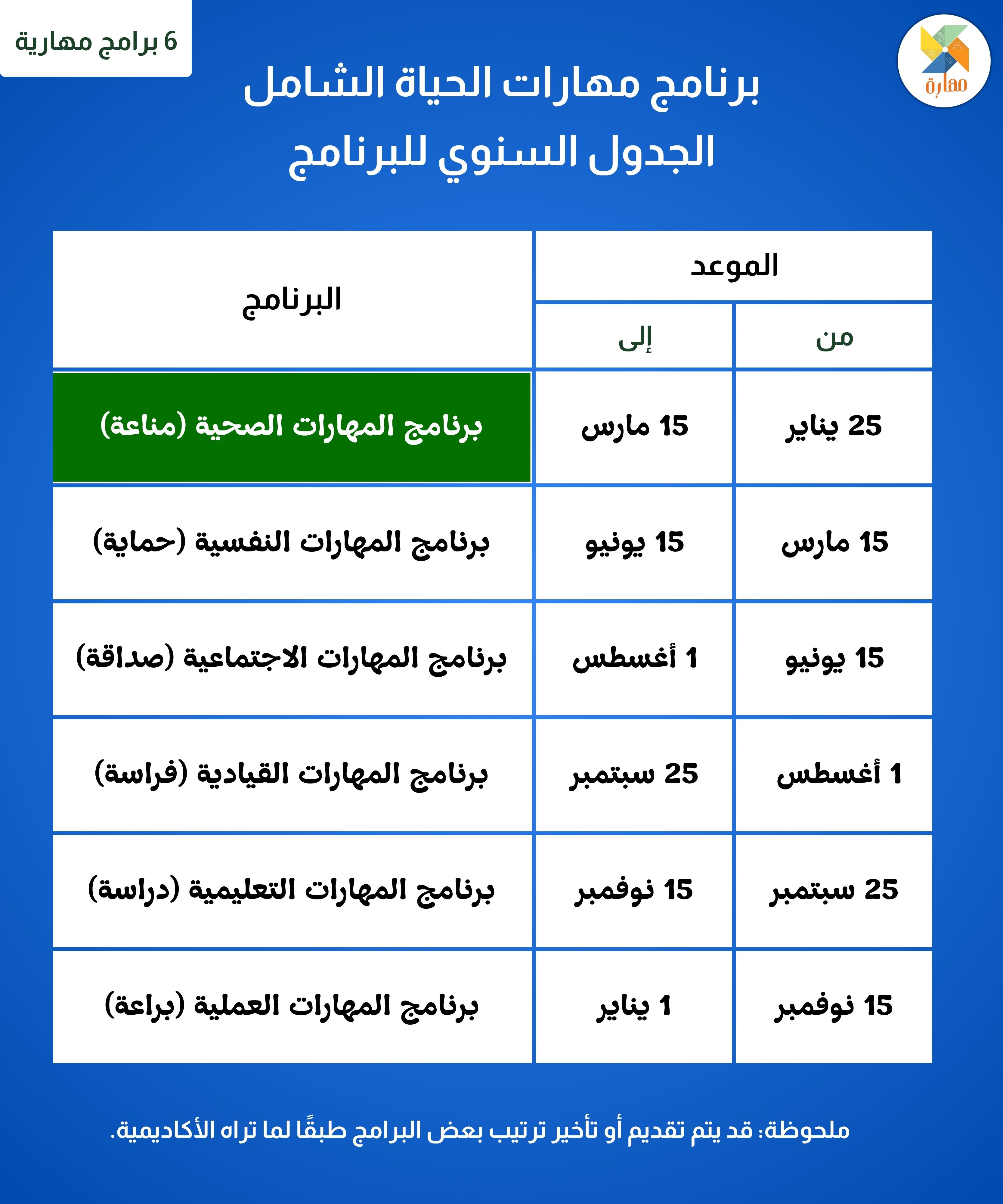 الجدول الدراسي